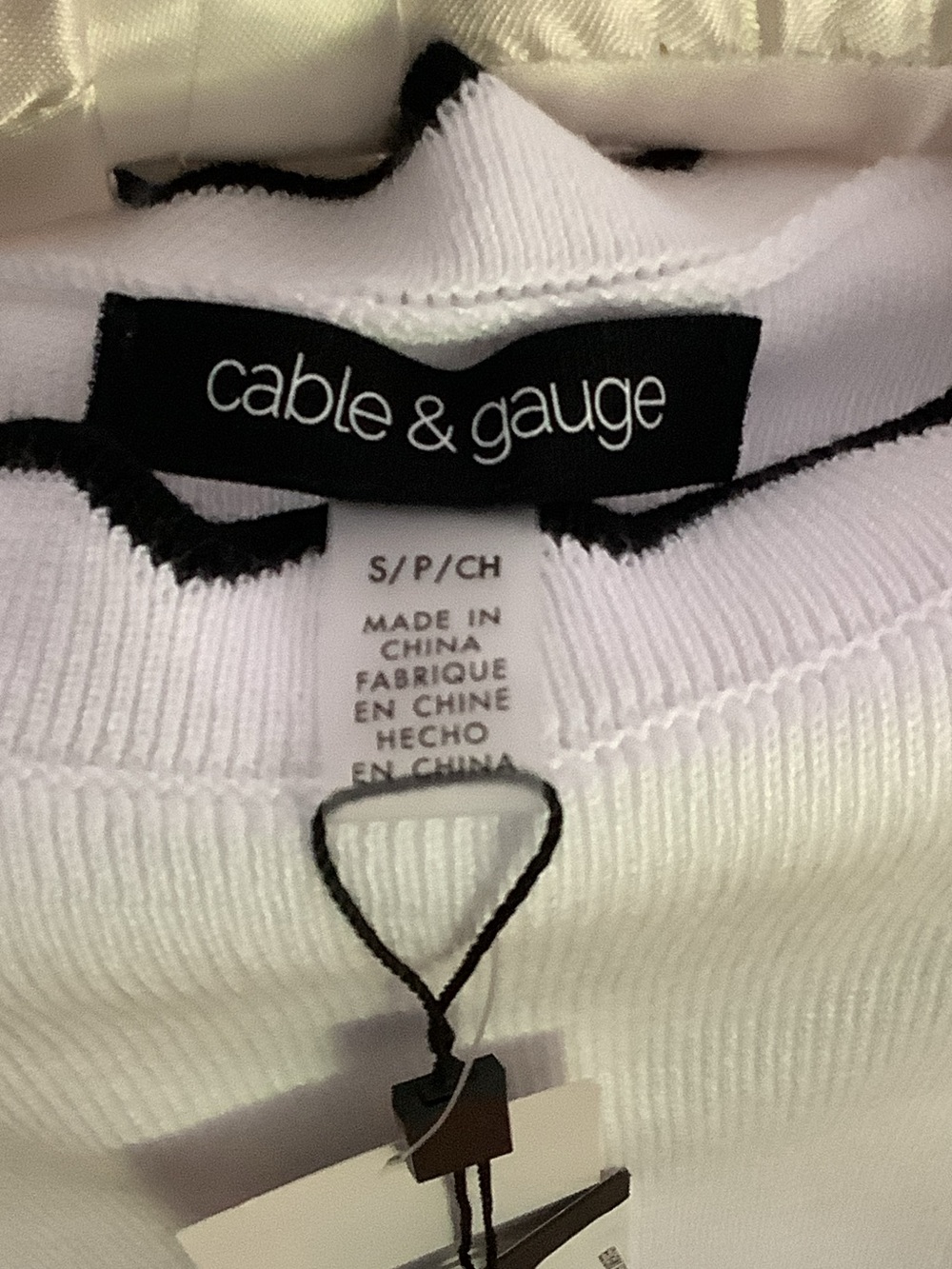 Cable & Gauge White Tank with Black Scalloped Trim Accents - Picture 3 of 4
